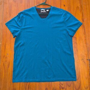 Calvin Klein Men's V-Neck T-Shirt – Size XL – Blue Pima Cotton